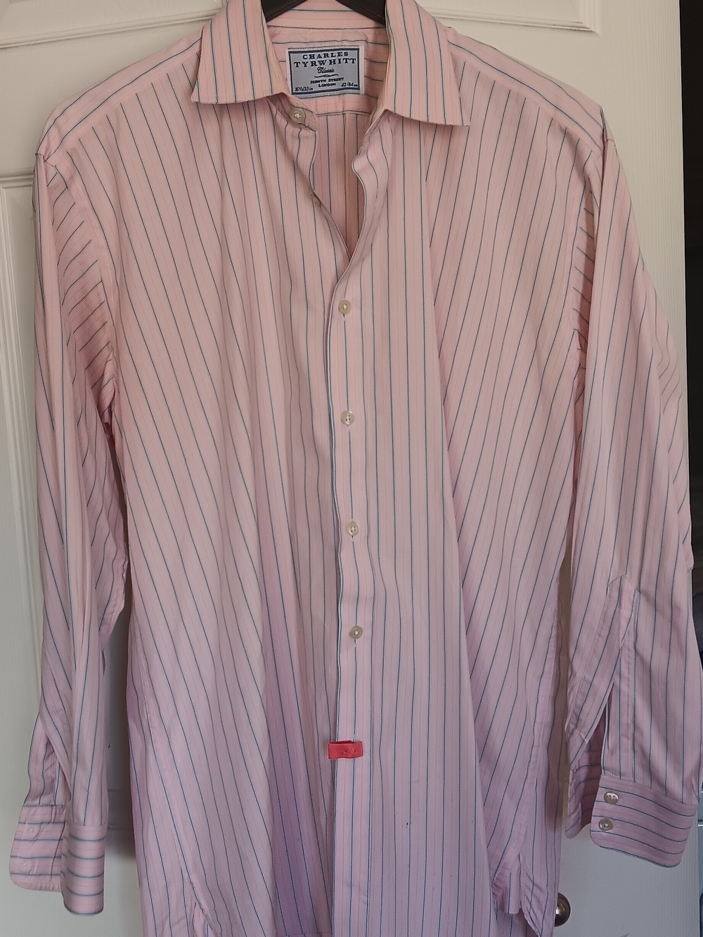 Charles Tyrwhitt Mens  Pink Blue Striped Shirt Size 16.5/33